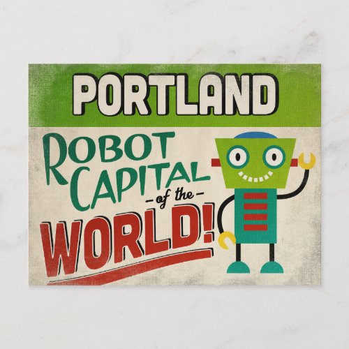 Portland Oregon Robot _ Funny Vintage Postcard