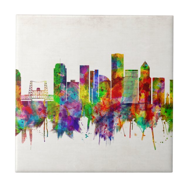 Portland Oregon Skyline Ceramic Tile (Front)