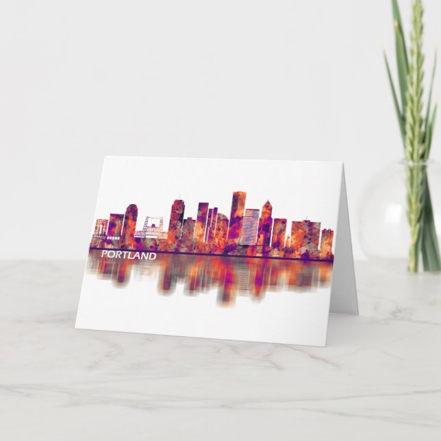 Portland Oregon Skyline Holiday Card (Front)
