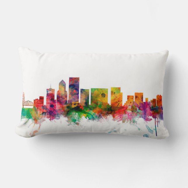 Portland Oregon Skyline Lumbar Pillow (Front)