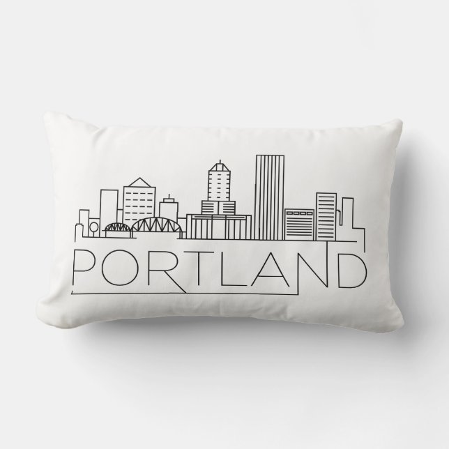 Portland, Oregon Skyline Lumbar Pillow (Front)