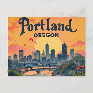 Portland Oregon Skyline   Postcard