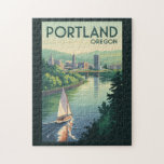 Portland Oregon Skyline Travel Art Vintage Jigsaw Puzzle<br><div class="desc">Portland retro vector travel design. With stunning views of Mount Hood,  countless parks,  and unique neighborhoods,  it’s a top destination for eco-conscious travelers and urban explorers alike.</div>