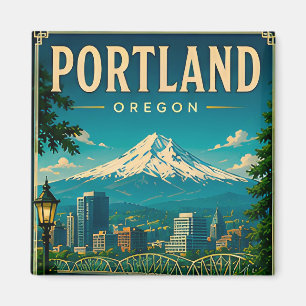 Portland Oregon Skyline Vacation Souvenir Magnet
