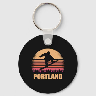 Portland Oregon Snowboarding Vintage Or Retro 80s Keychain
