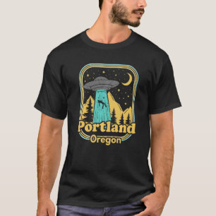 Portland Oregon Ufo Alien 80s Vintage Retro State T-Shirt