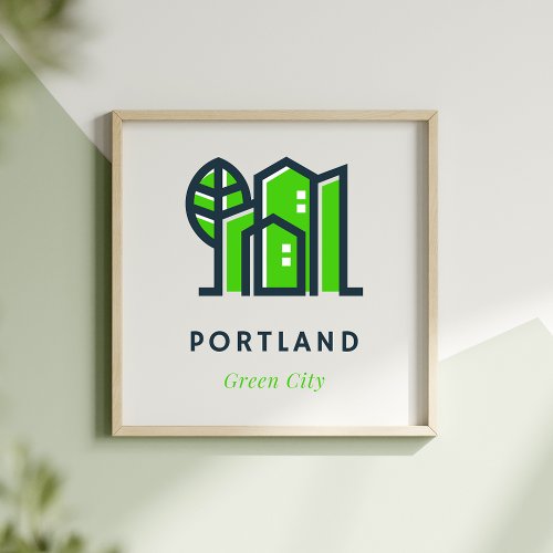 Portland Oregon US Sustainable Green City Poster