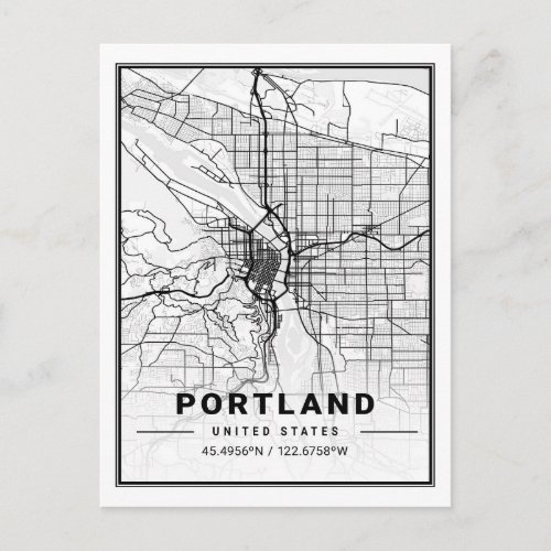 Portland Oregon USA Travel City Map Postcard