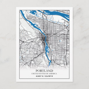 Portland Oregon USA Travel City Map Postcard