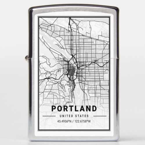Portland Oregon USA Travel City Map Zippo Lighter
