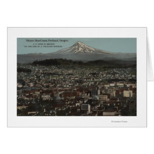 Portland, Oregon - View of Downtown with Mt Cards