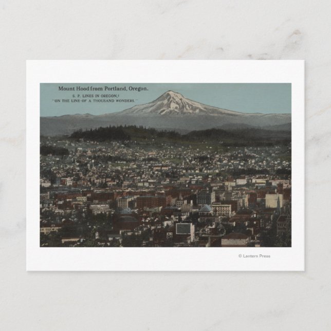 Portland, Oregon - View of Downtown with Mt Postcard (Front)