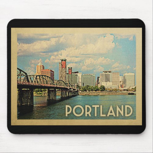 Portland Oregon Vintage Travel Mouse Pad