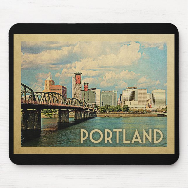 Portland Oregon Vintage Travel Mouse Pad (Front)