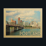 Portland Oregon Vintage Travel Postcard<br><div class="desc">Portland Oregon design in Vintage Travel style featuring an expansive city skyline view.</div>