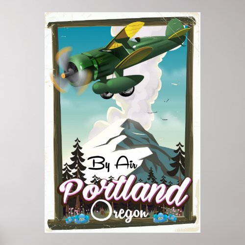 Portland Oregon vintage travel poster