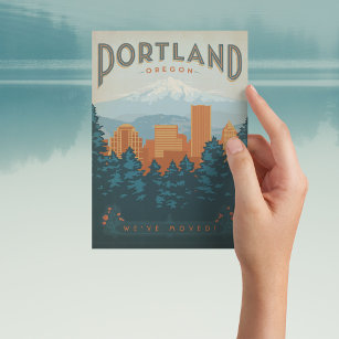 Portland, Oregon   We've Moved Invitation Postcard