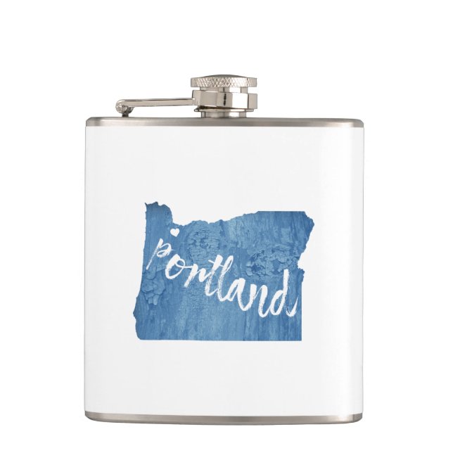 Portland, Oregon Wood Grain Flask (Front)