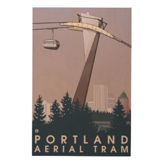 Portland, OregonAerial Tram Scene Wood Wall Art