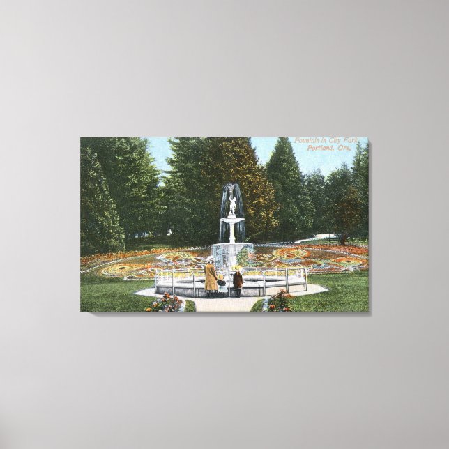 Portland, OregonCity Park Fountain View Canvas Print (Front)