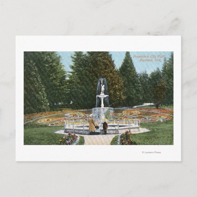 Portland, OregonCity Park Fountain View Postcard (Front)