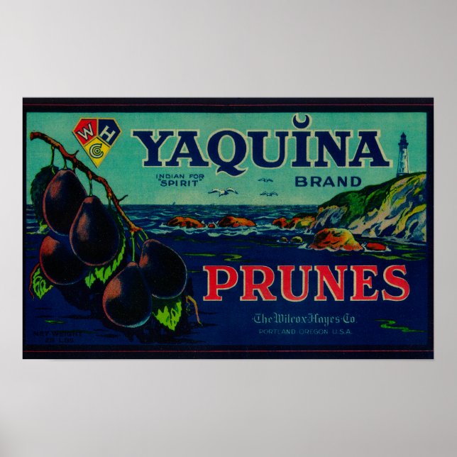Portland, OregonYaquina Prune Label Poster (Front)