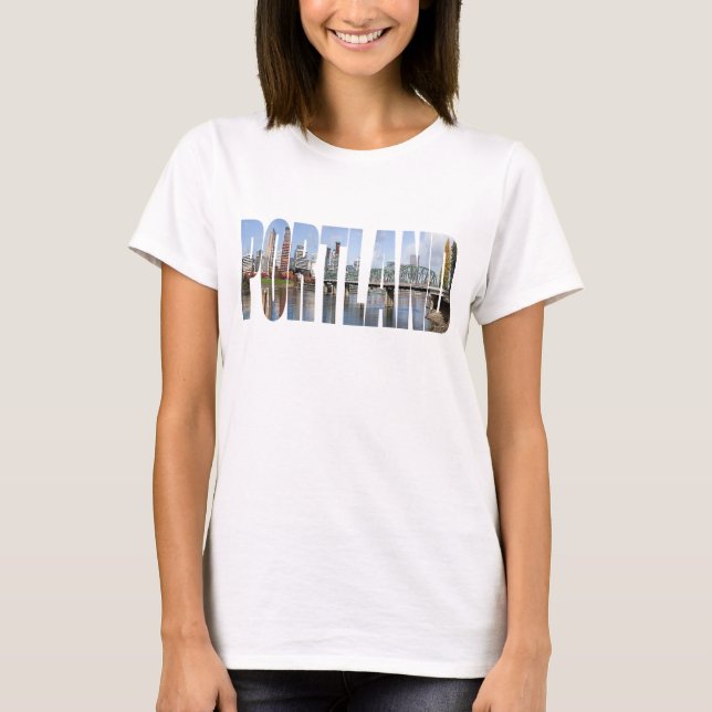 Portland Panoramic City Skyline T-shirt (Front)