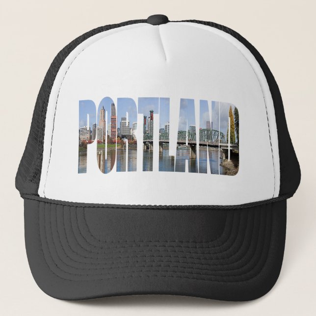 Portland Panoramic City Skyline Trucker Hat (Front)