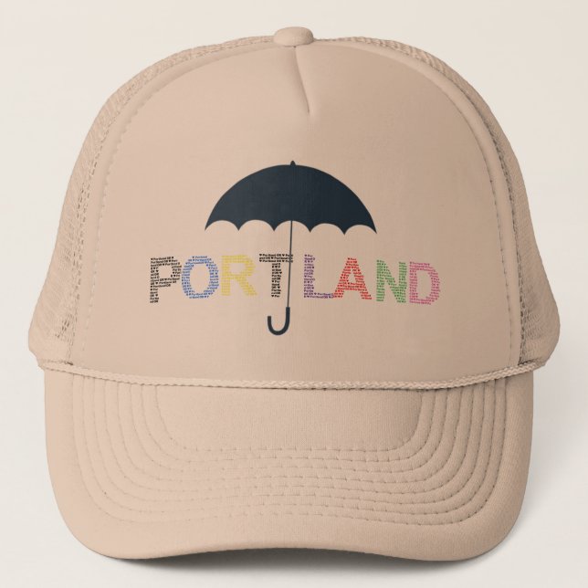 Portland Rain Weather Baseball Cap Trucker Hat (Front)