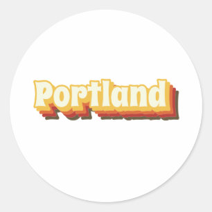 Portland Retro Vintage Text Classic Round Sticker