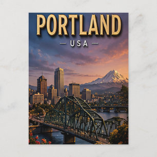 Portland Riverfront and City Bridges Postcard