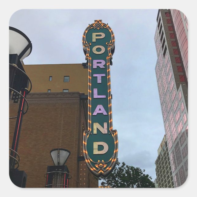 Portland Sign #1 Square Sticker (Front)