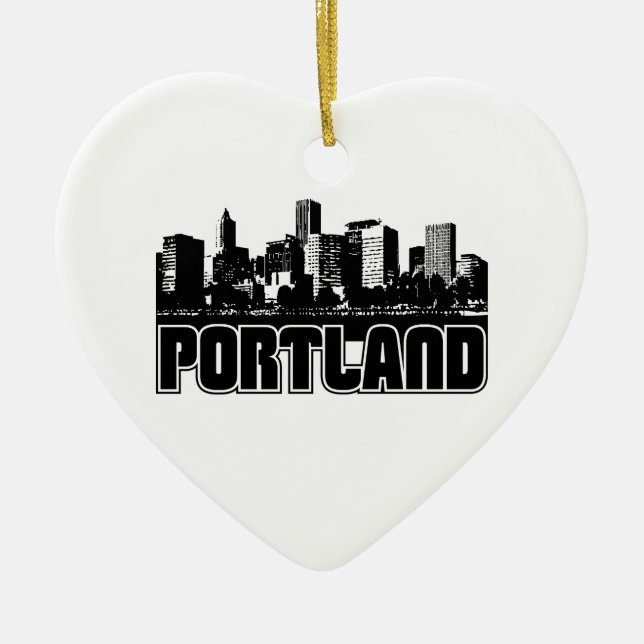 Portland Skyline Ceramic Ornament (Front)
