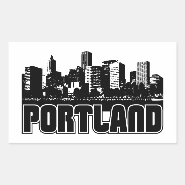 Portland Skyline Rectangular Sticker (Front)