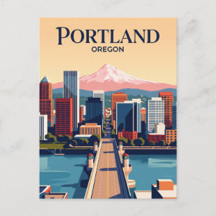 Portland Skyline USA Postcard