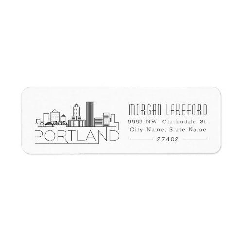 Portland Stylized Skyline  Label