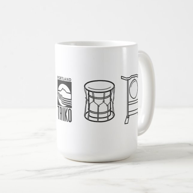 Portland Taiko Large Line Art Mug (Front Right)