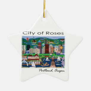 Portland~ The City of Roses Ceramic Ornament