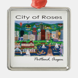 Portland~ The City of Roses Metal Ornament