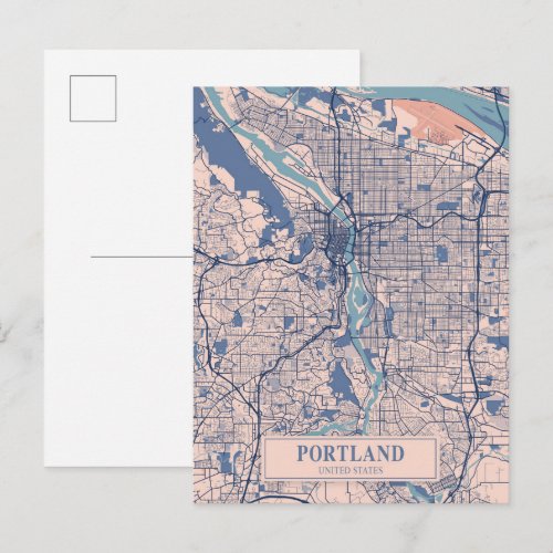 Portland United States Breezy City Map Travel Postcard
