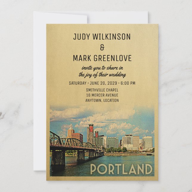 Portland Wedding Invitation Oregon (Front)