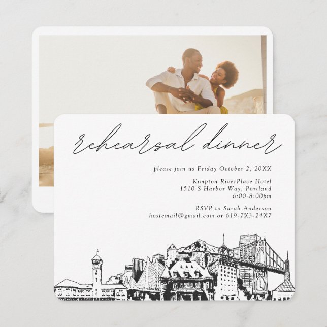 Portland Wedding Rehearsal Invite Enclosure Card (Front/Back)