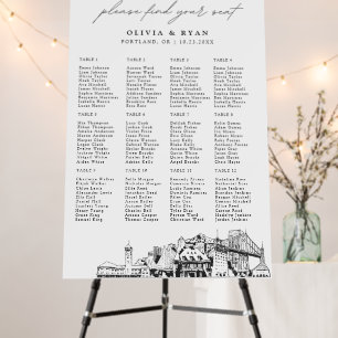 Portland Wedding Seating Chart 12 Tables 24x36 Foam Board