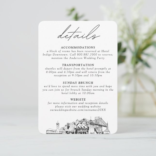 Portland Wedding Small Vertical Details Enclosure Card