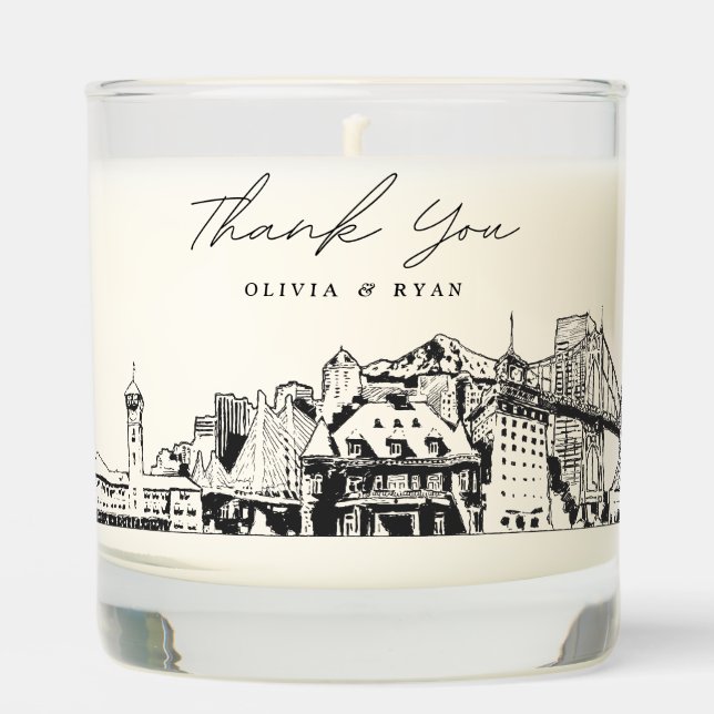 Portland Wedding Thank You Gift Custom Candle (Front)