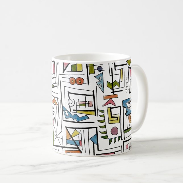 Portland-Whimsical Modern Geometric Art Coffee Mug (Front Right)