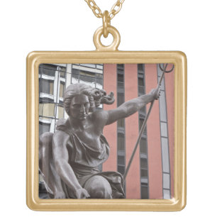 Portlandia statue, Portland, Oregon Gold Plated Necklace