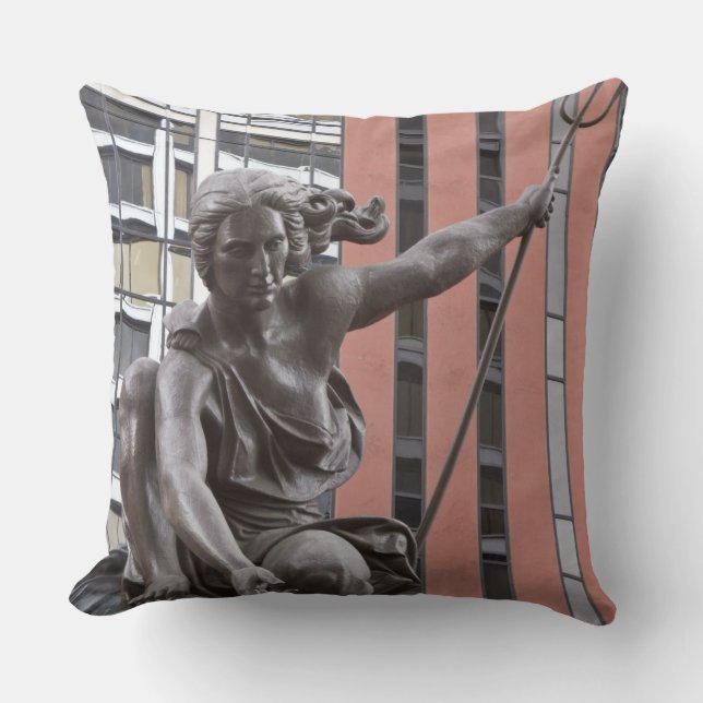 Portlandia statue, Portland, Oregon Throw Pillow (Front)