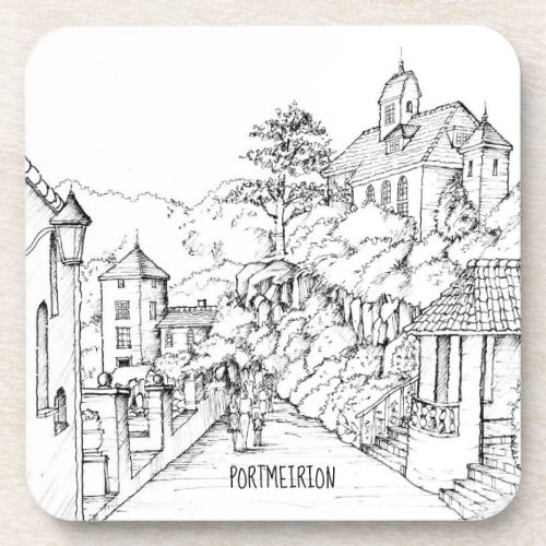 Portmeirion North Wales Pen and Ink Sketch Beverage Coaster