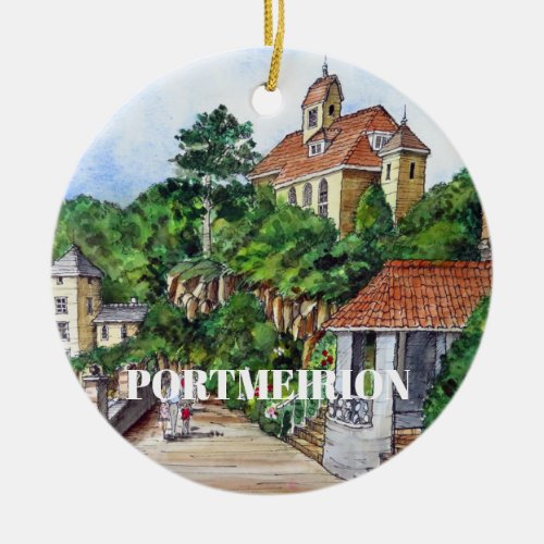Portmeirion North Wales Pen and Ink Sketch Ceramic Ornament
